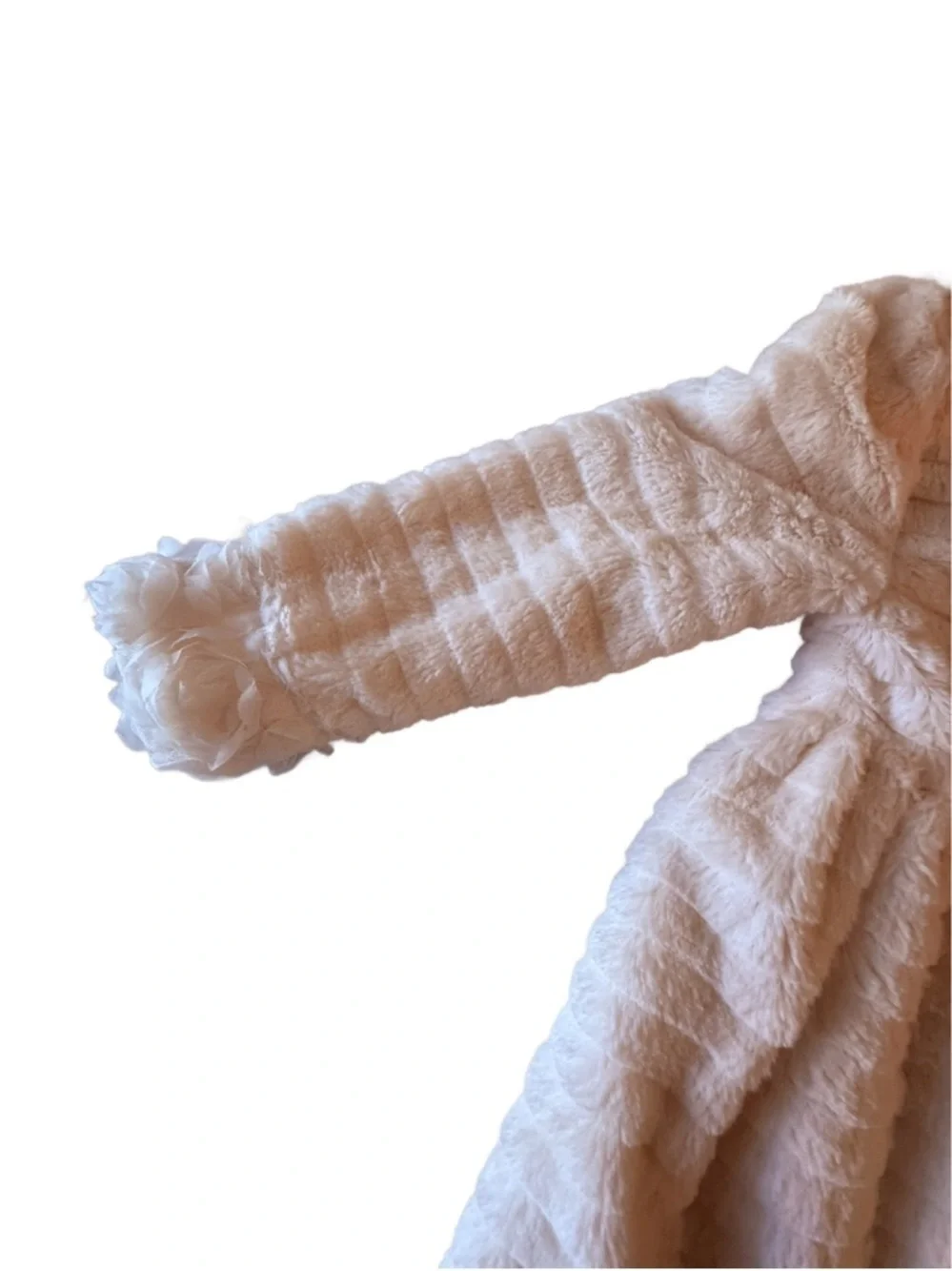 Blueberi Boulevard girl's ivory textured faux-fur coat.